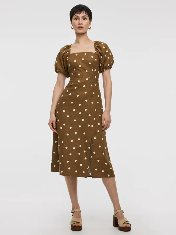 Square-Neck Midi Dress with Bubble Sleeves made by Reitmans
