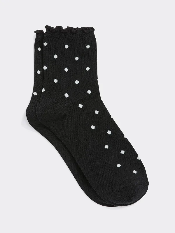 Dotted Anklet Socks with Ruffled Hems made by Reitmans