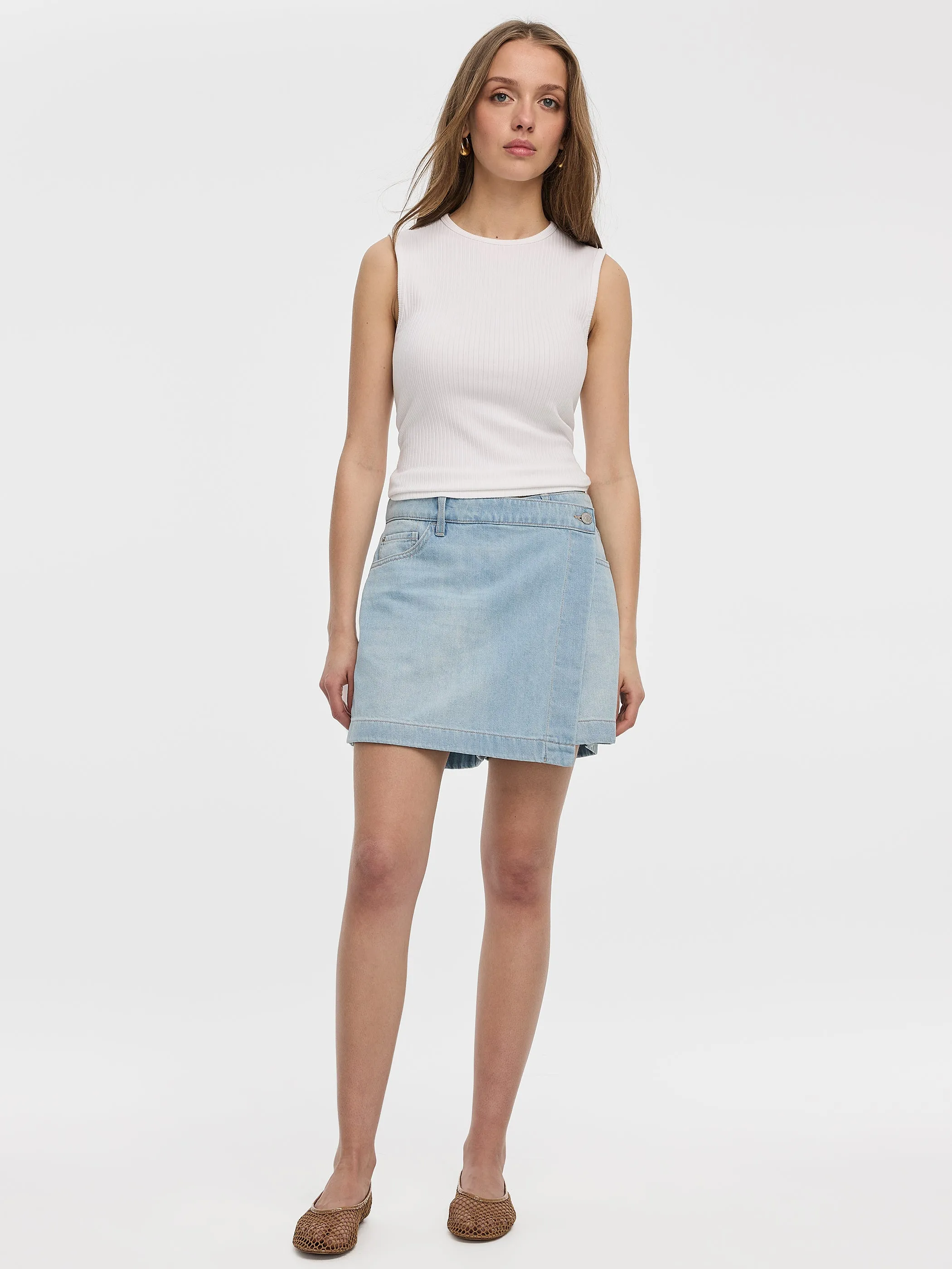 Denim Wrap Skort sold by Reitmans