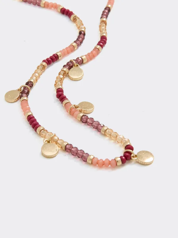 Short Beaded Necklace with Coin Pendants made by Reitmans