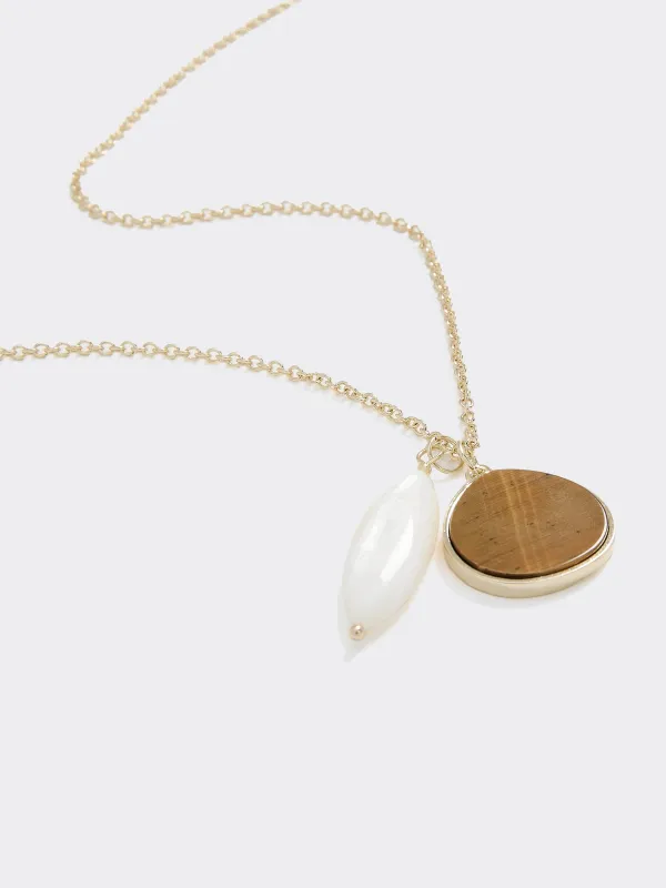 Long Necklace with Double-Stone Pendant made by Reitmans
