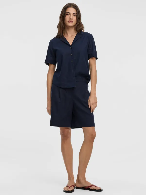 Linen-Blend High-Rise Bermuda made by Reitmans