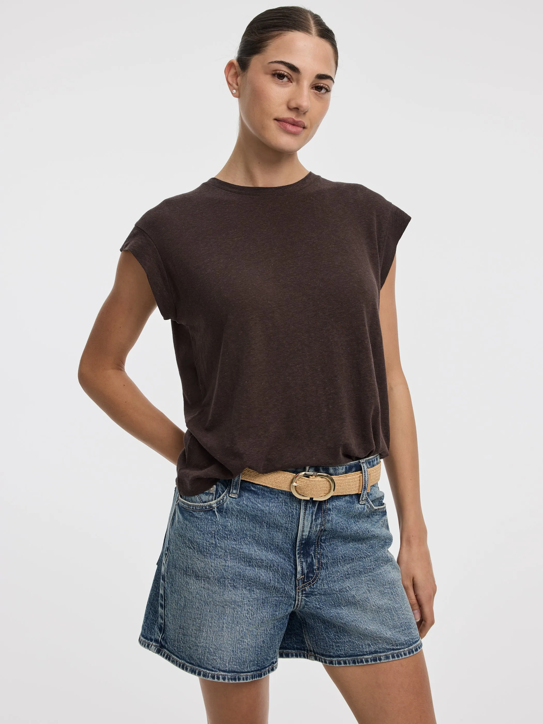 Linen-Blend Extended-Sleeve Crew-Neck Tee sold by Reitmans product image thumbnail 5