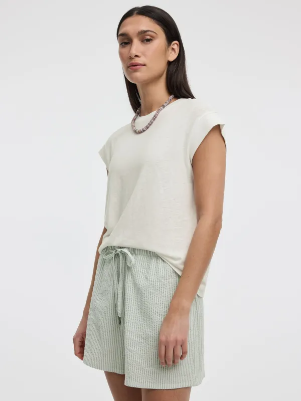 Linen-Blend Extended-Sleeve Crew-Neck Tee made by Reitmans