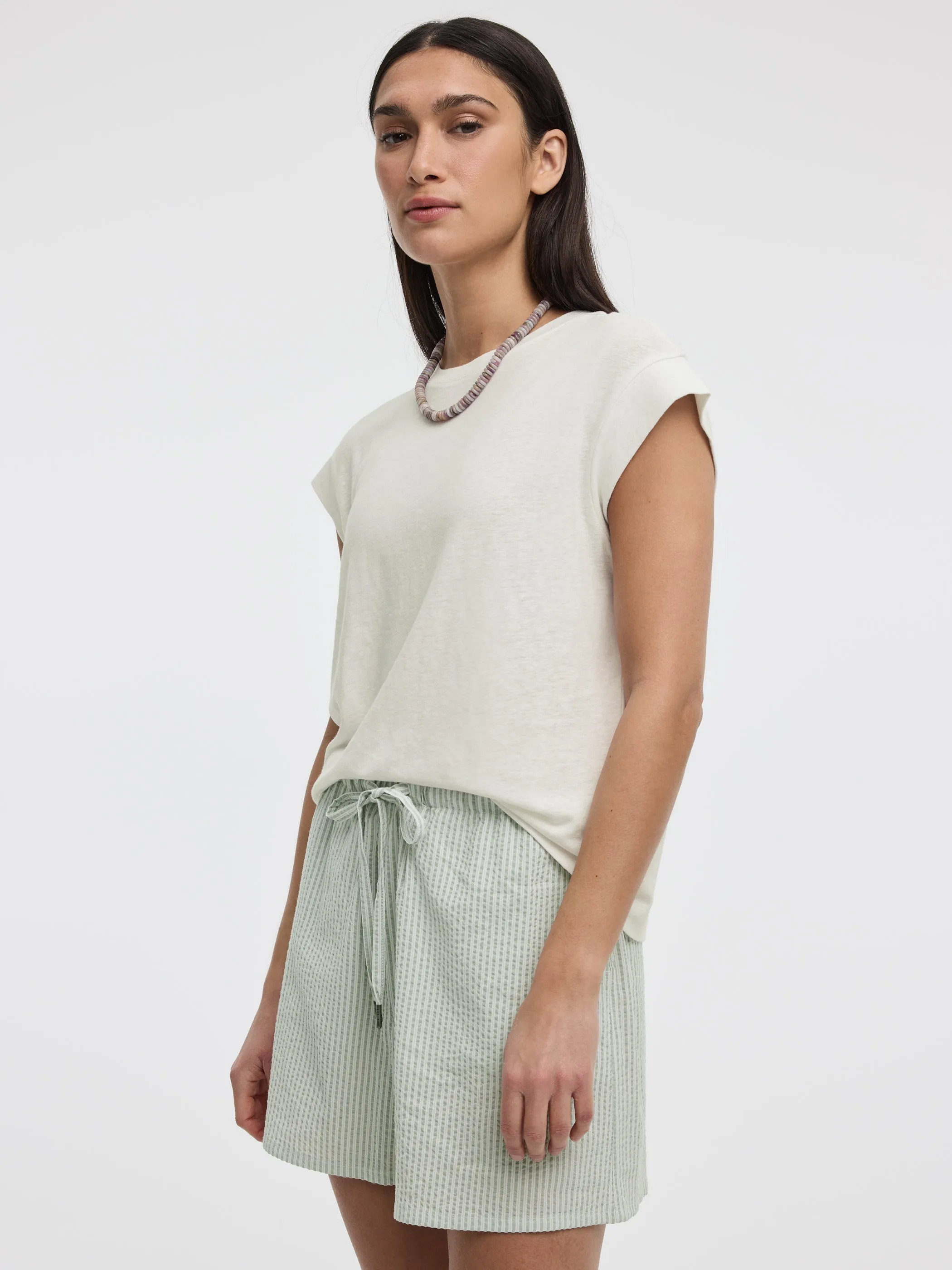 Linen-Blend Extended-Sleeve Crew-Neck Tee sold by Reitmans