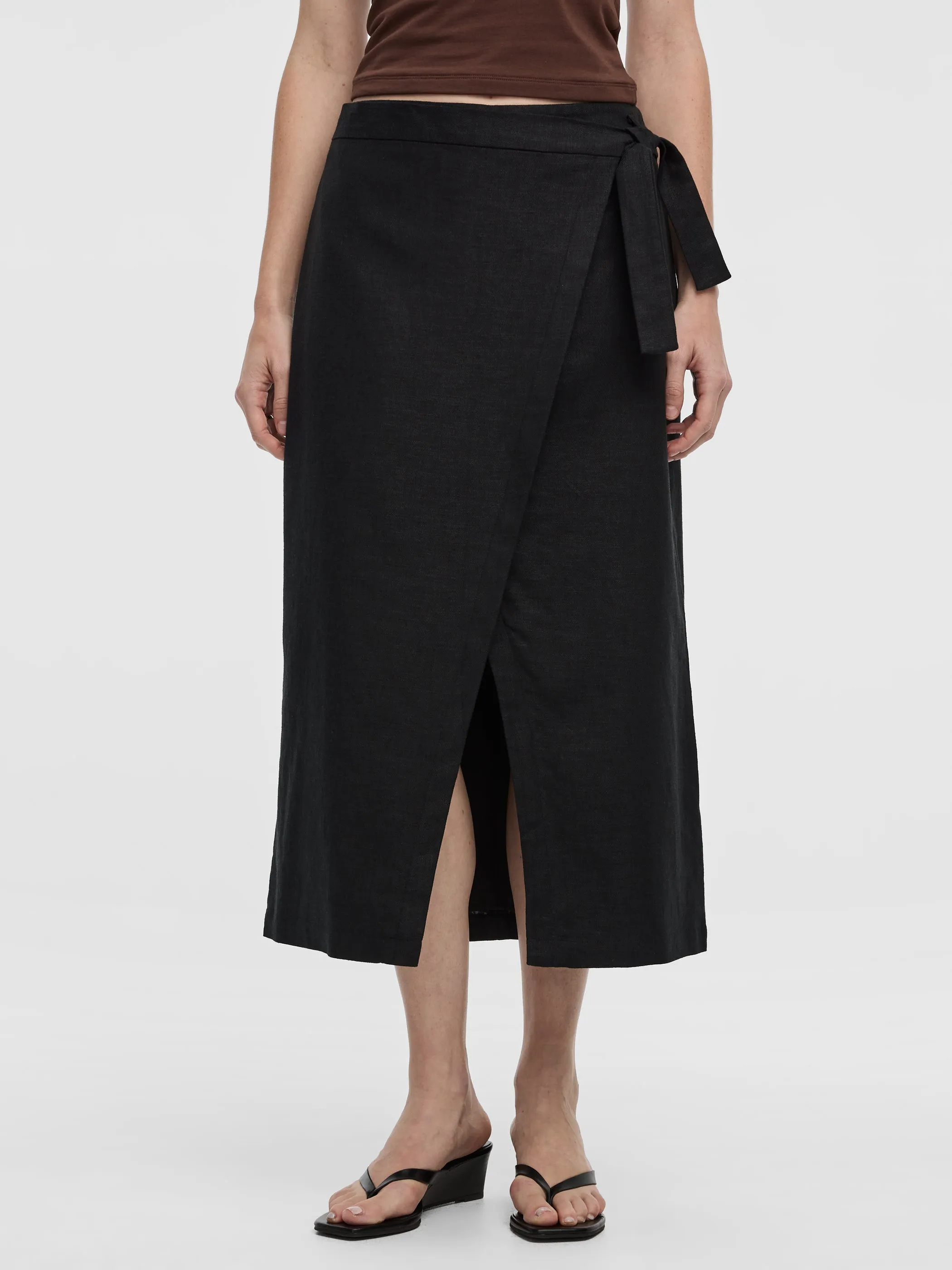 Linen-Blend Wrap Maxi Skirt sold by Reitmans product image thumbnail 2