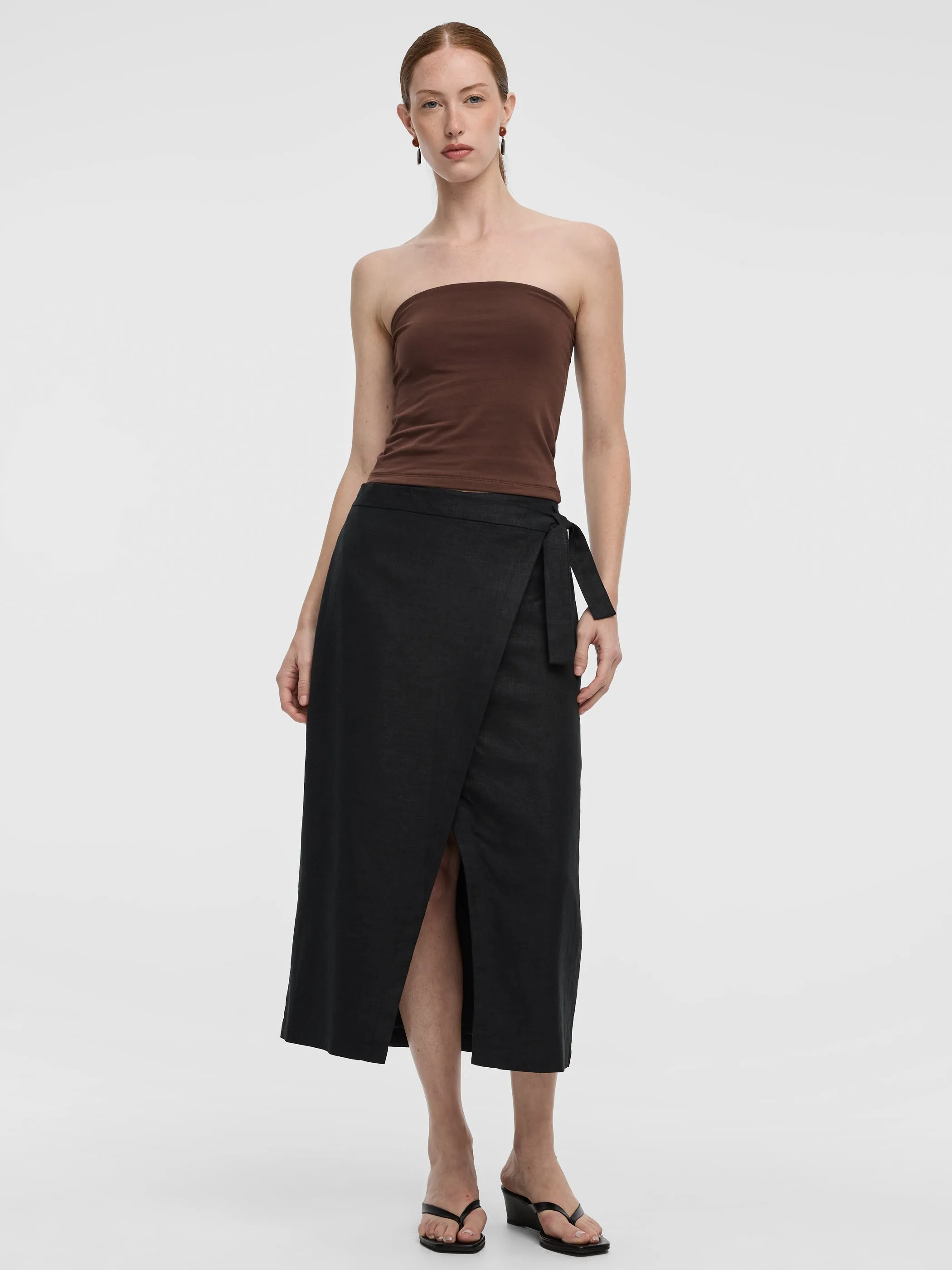 Linen-Blend Wrap Maxi Skirt sold by Reitmans