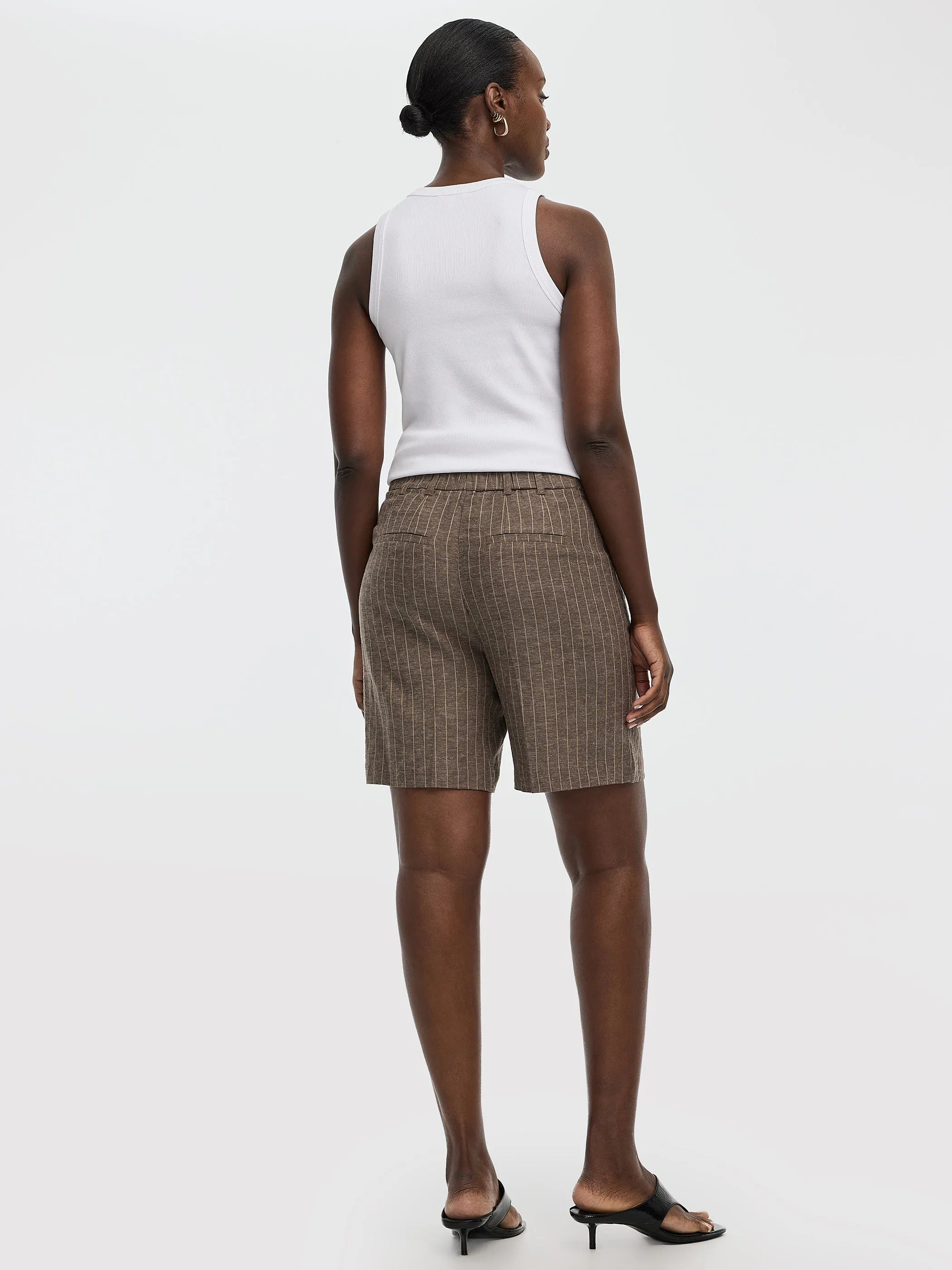 Striped Linen-Blend High-Rise Bermuda sold by Reitmans product image thumbnail 3