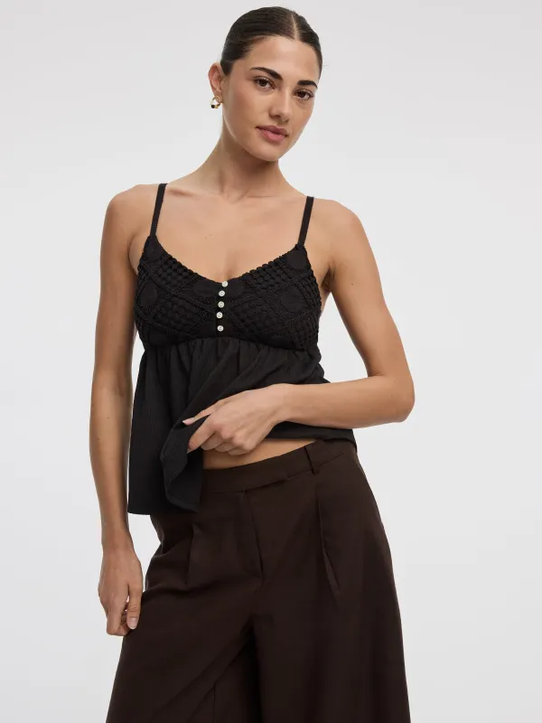 V-Neck Mix-Media Cami made by Reitmans