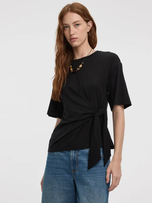 Crew-Neck T-Shirt with Knot Detail made by Reitmans