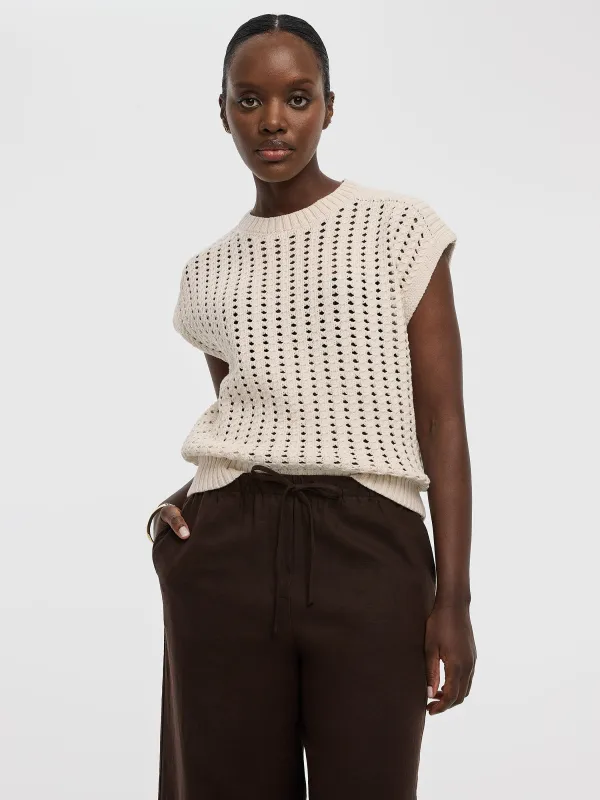Extended-Sleeve Crew-Neck Sweater with Open Stitches made by Reitmans