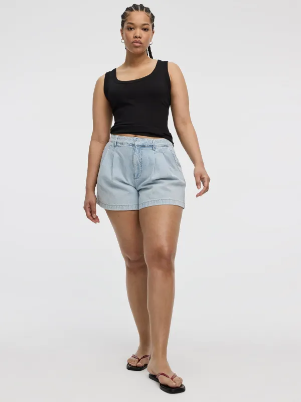 Pleated Denim Shorts made by Reitmans