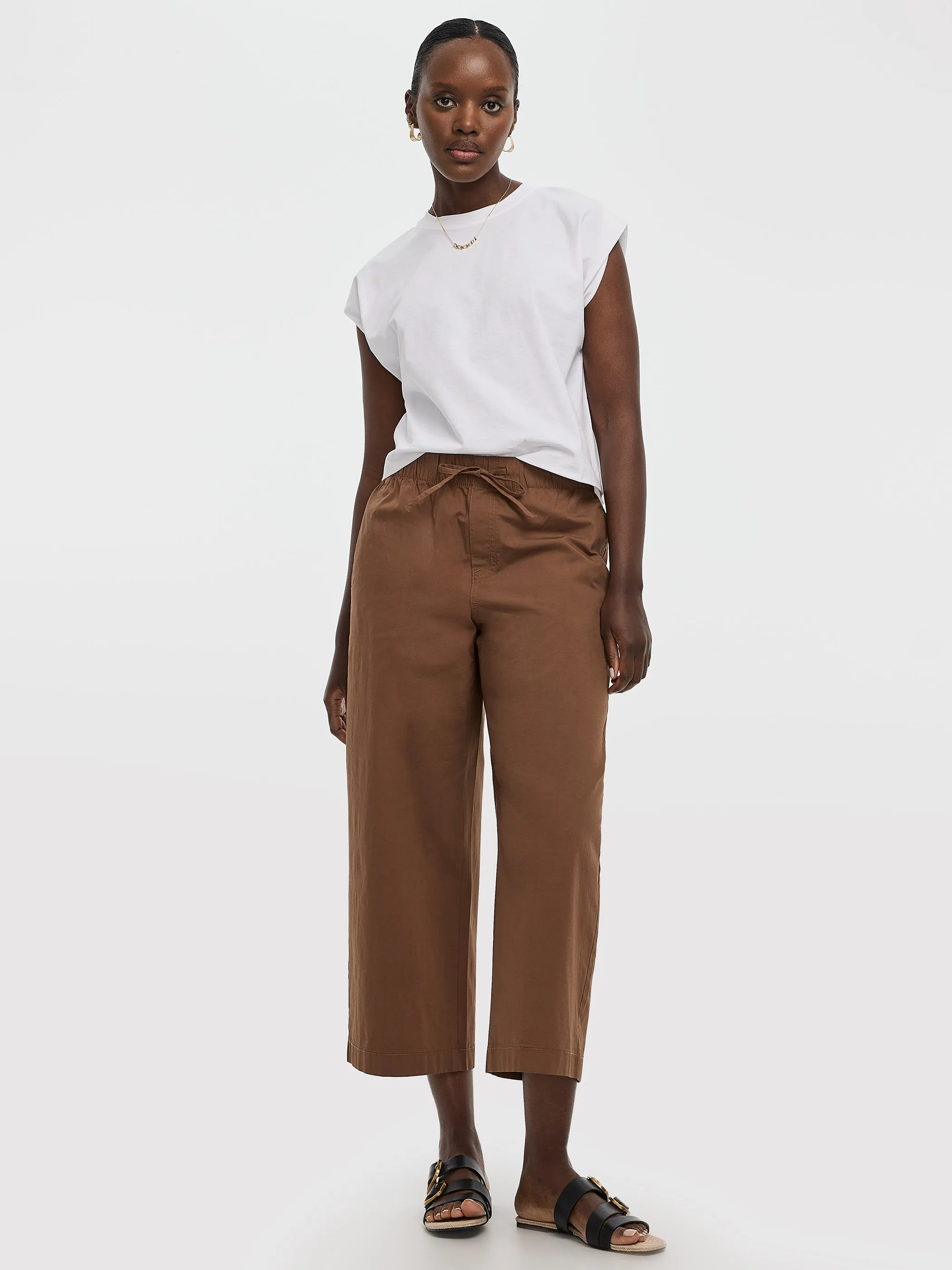 Wide-Leg High-Rise Cropped Poplin Pant sold by Reitmans