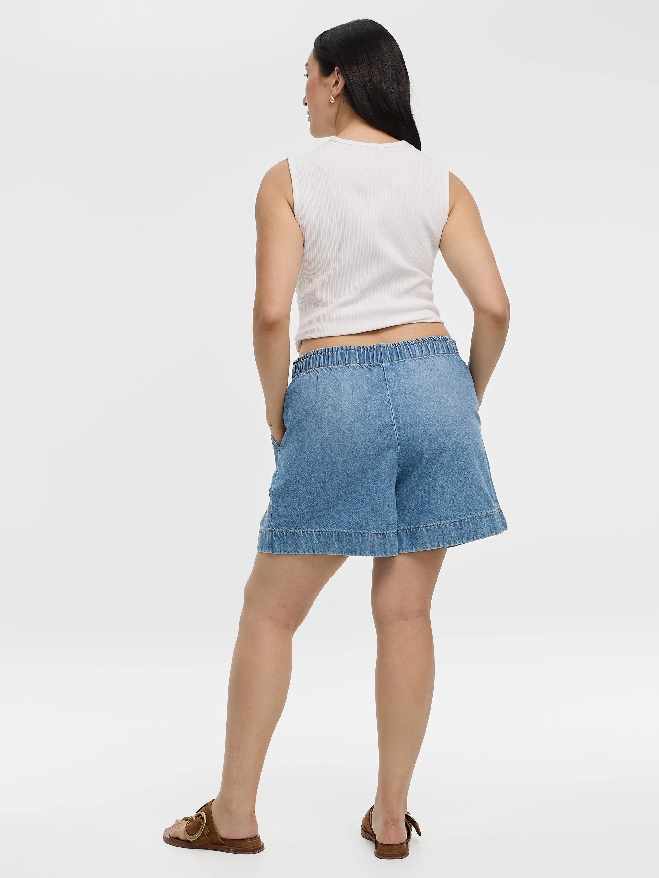 Cotton Denim Shorts with Elastic Waistband sold by Reitmans product image thumbnail 3