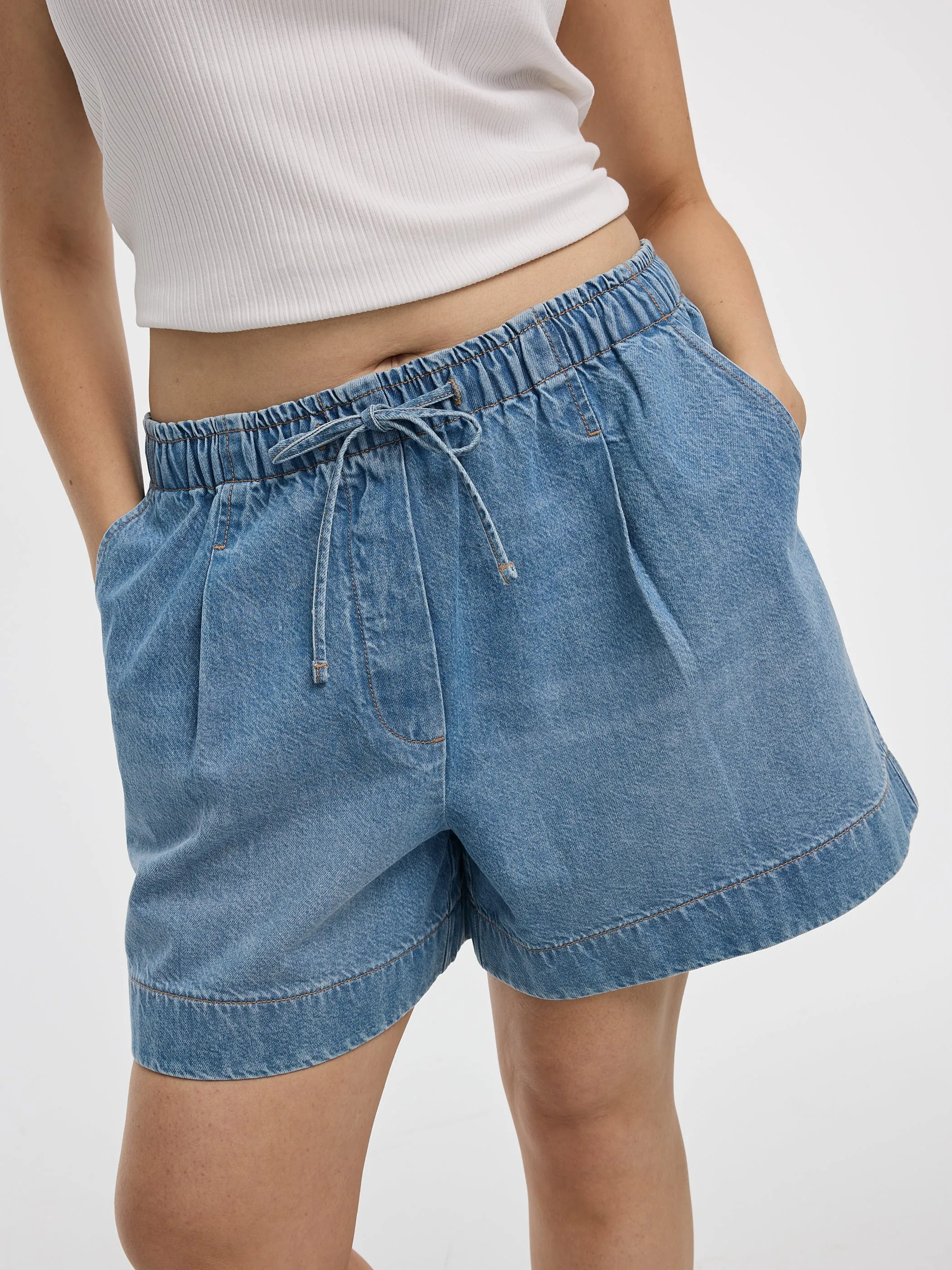 Cotton Denim Shorts with Elastic Waistband sold by Reitmans product image thumbnail 2