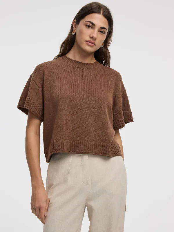 Short-Sleeve Crew-Neck Loose Sweater made by Reitmans