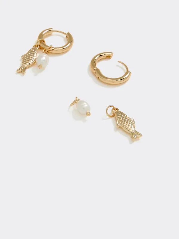 Hoops with Sardine and Freshwater Pearls made by Reitmans