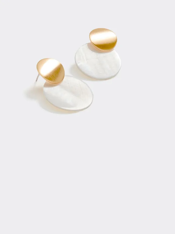 Disc Earrings with Mother-of-Pearl Pendant made by Reitmans