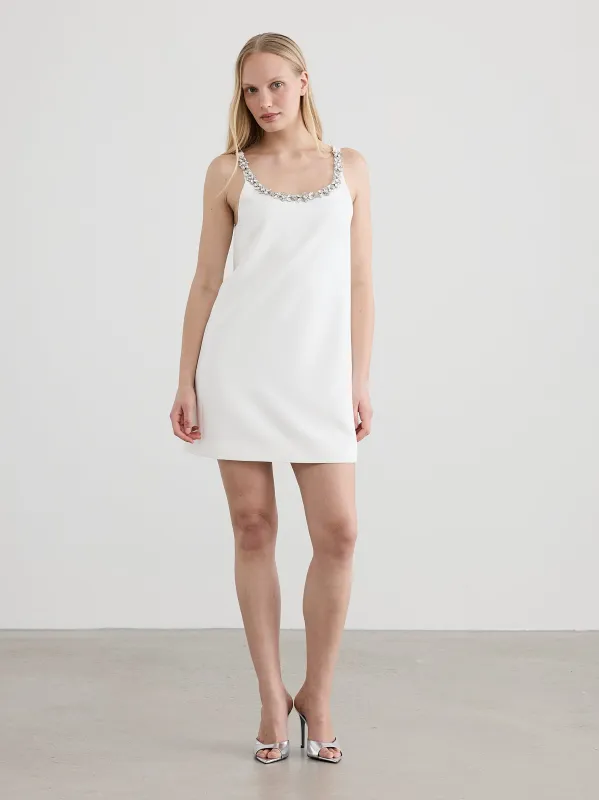 Sleeveless Scoop-Neck Mini Shift Dress with Rhinestones made by Reitmans