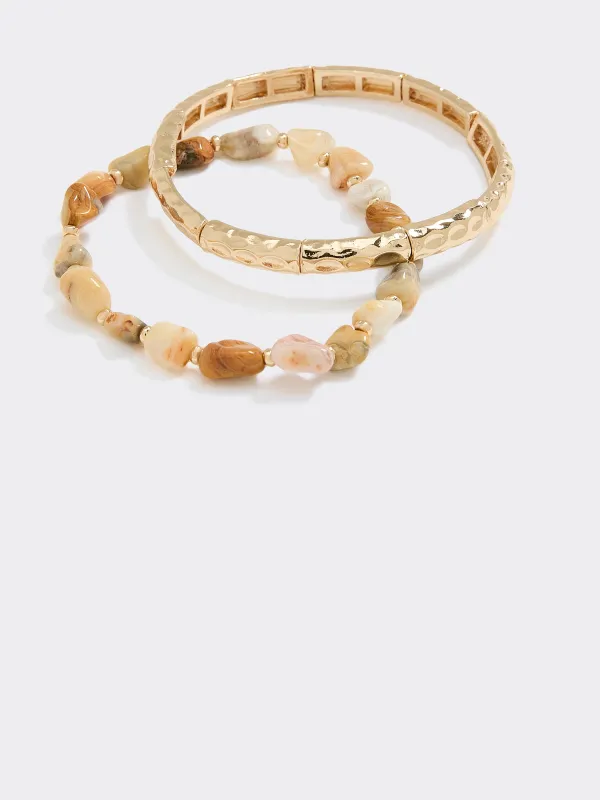 Metallic Bracelets with Semi-Precious Stones - Set of 2 made by Reitmans