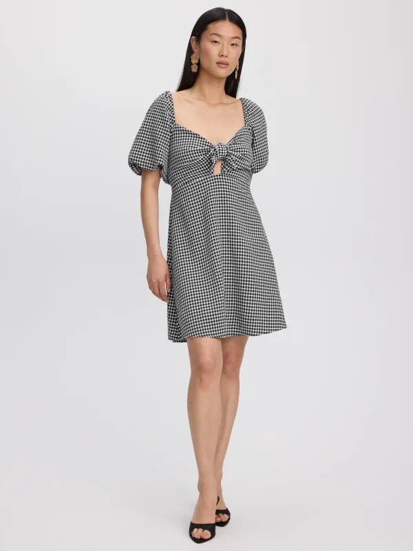 Short-Puffy-Sleeve Mini Dress with Sweetheart Neckline made by Reitmans