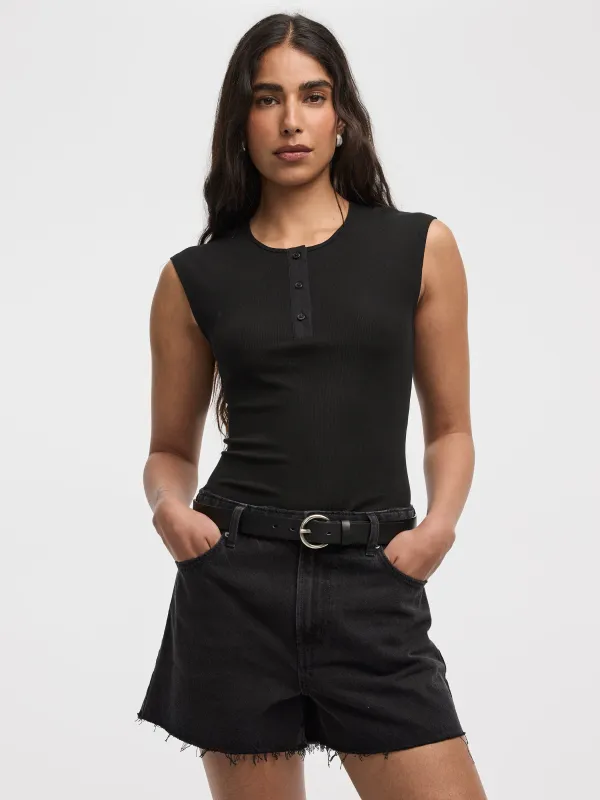 Ribbed Henley T-Shirt made by Reitmans