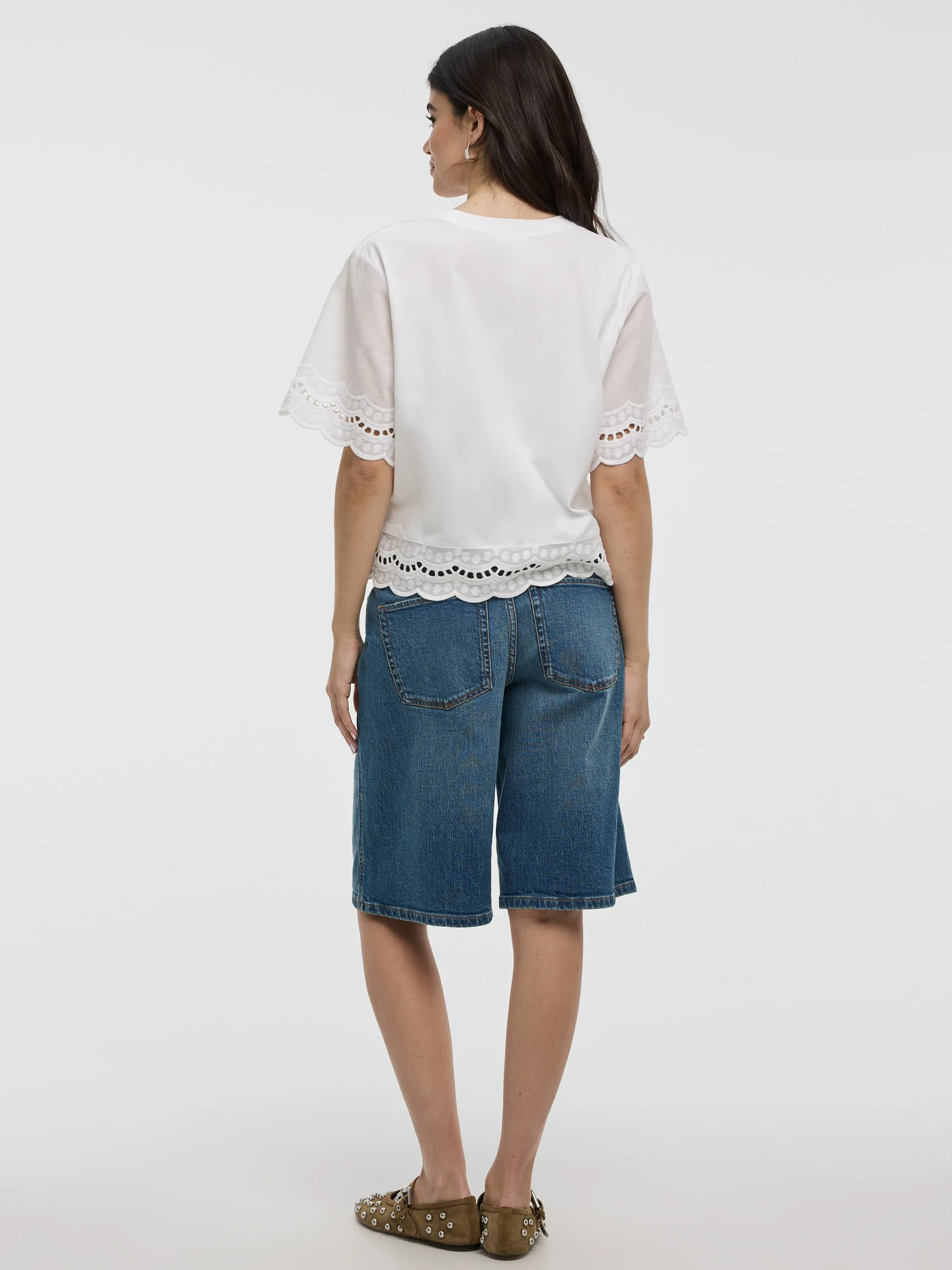 Short-Sleeve Mix-Media Top with Embroidered Trims sold by Reitmans product image thumbnail 3