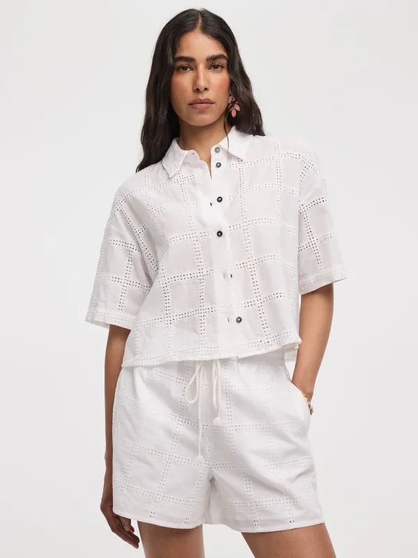 Short-Sleeve Shirt with Embroideries made by Reitmans