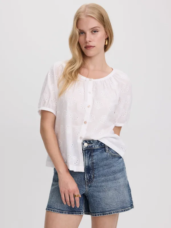Short-Sleeve Scoop-Neck Loose Blouse made by Reitmans
