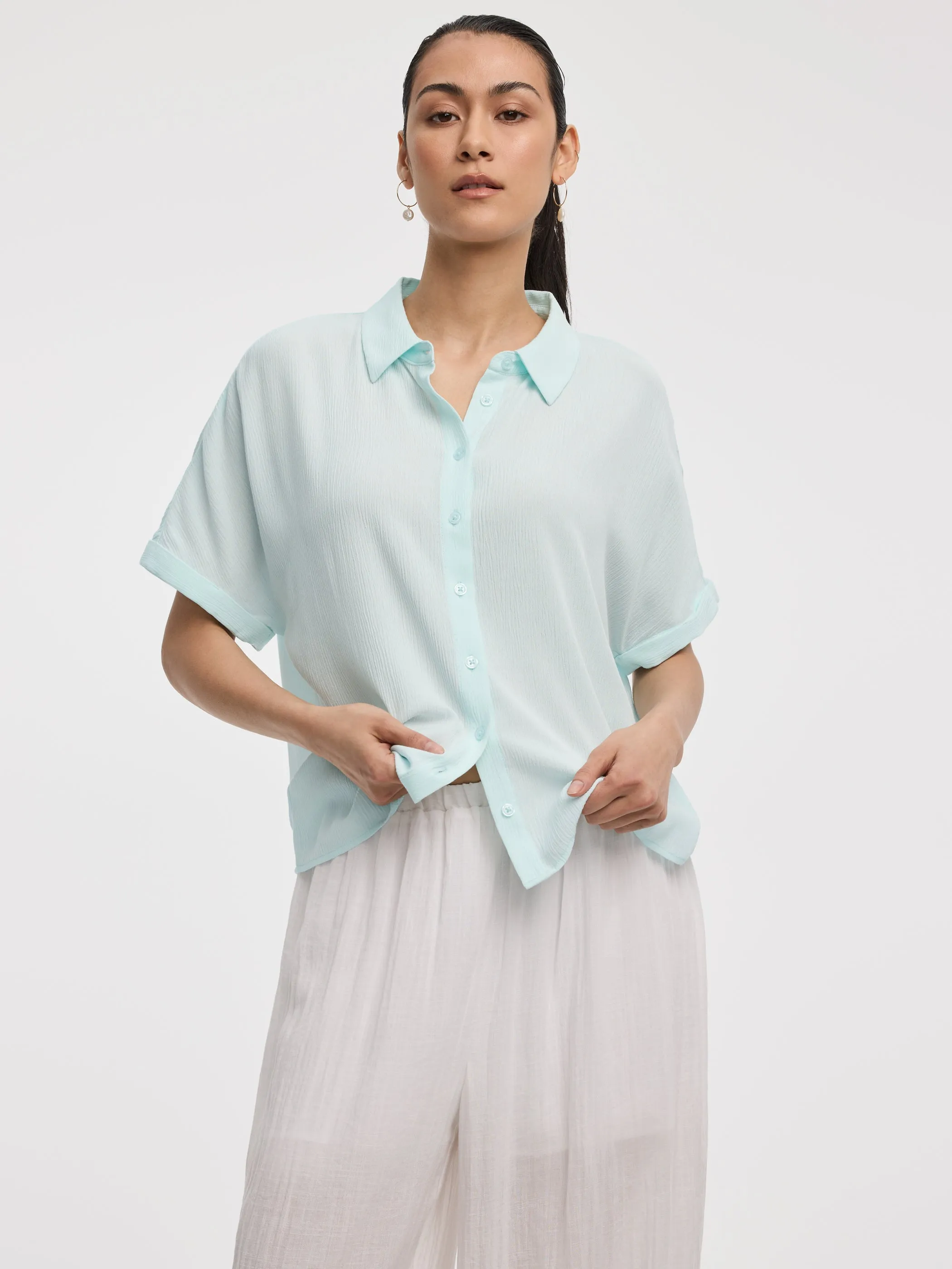 Buttoned-Down Gauze Shirt sold by Reitmans product image thumbnail 5