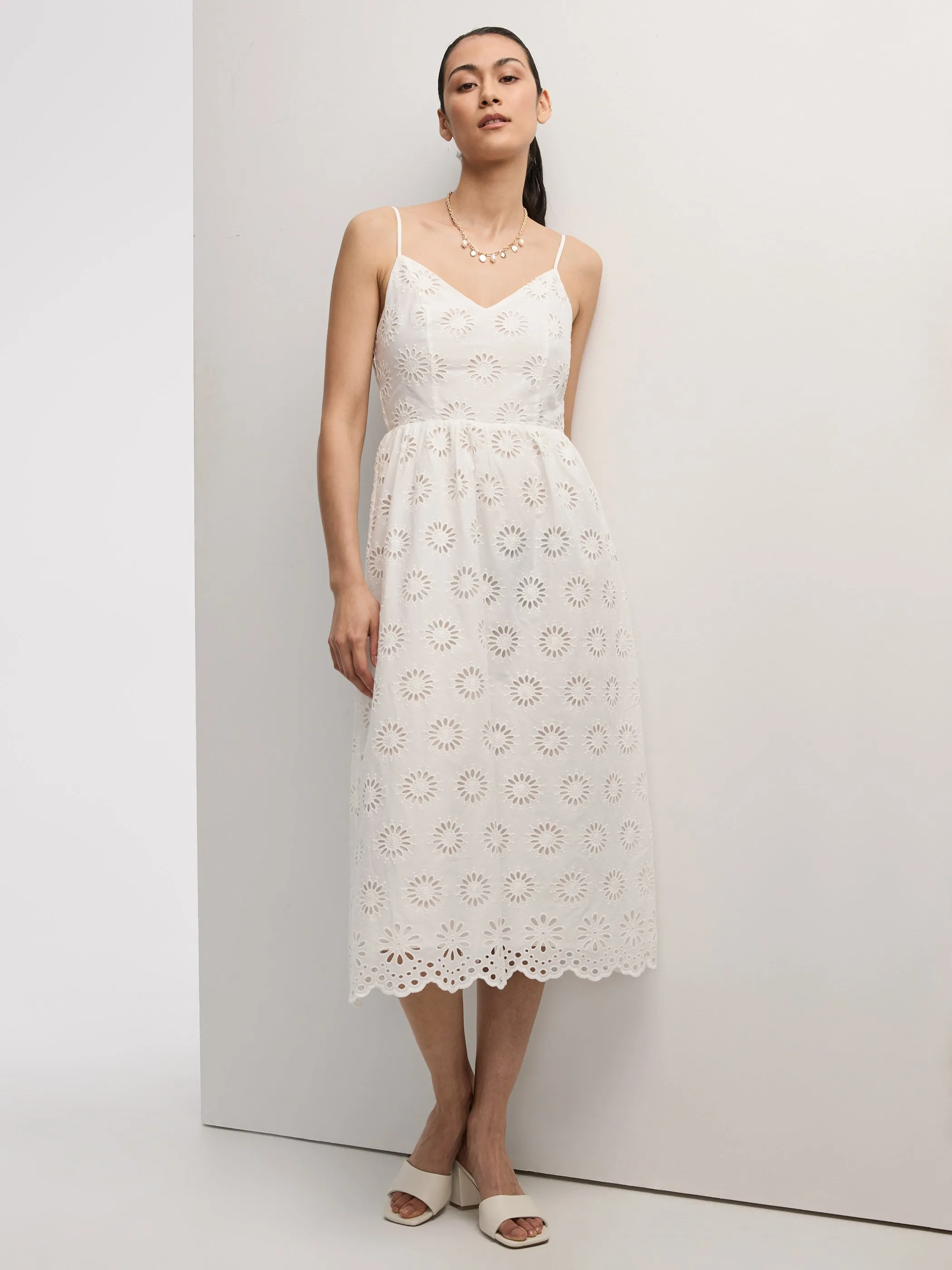 Sleeveless Midi Eyelet Dress with Sweetheart Neckline sold by Reitmans product image thumbnail 4