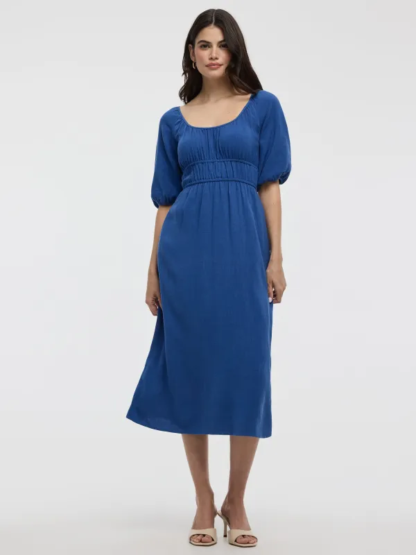 Short-Sleeves Scoop-Neck Empire Midi Dress made by Reitmans