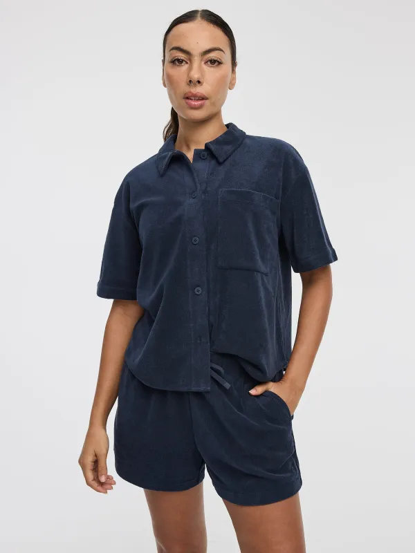 Short-Sleeve Towel-Terry Shirt - Hyba made by Reitmans