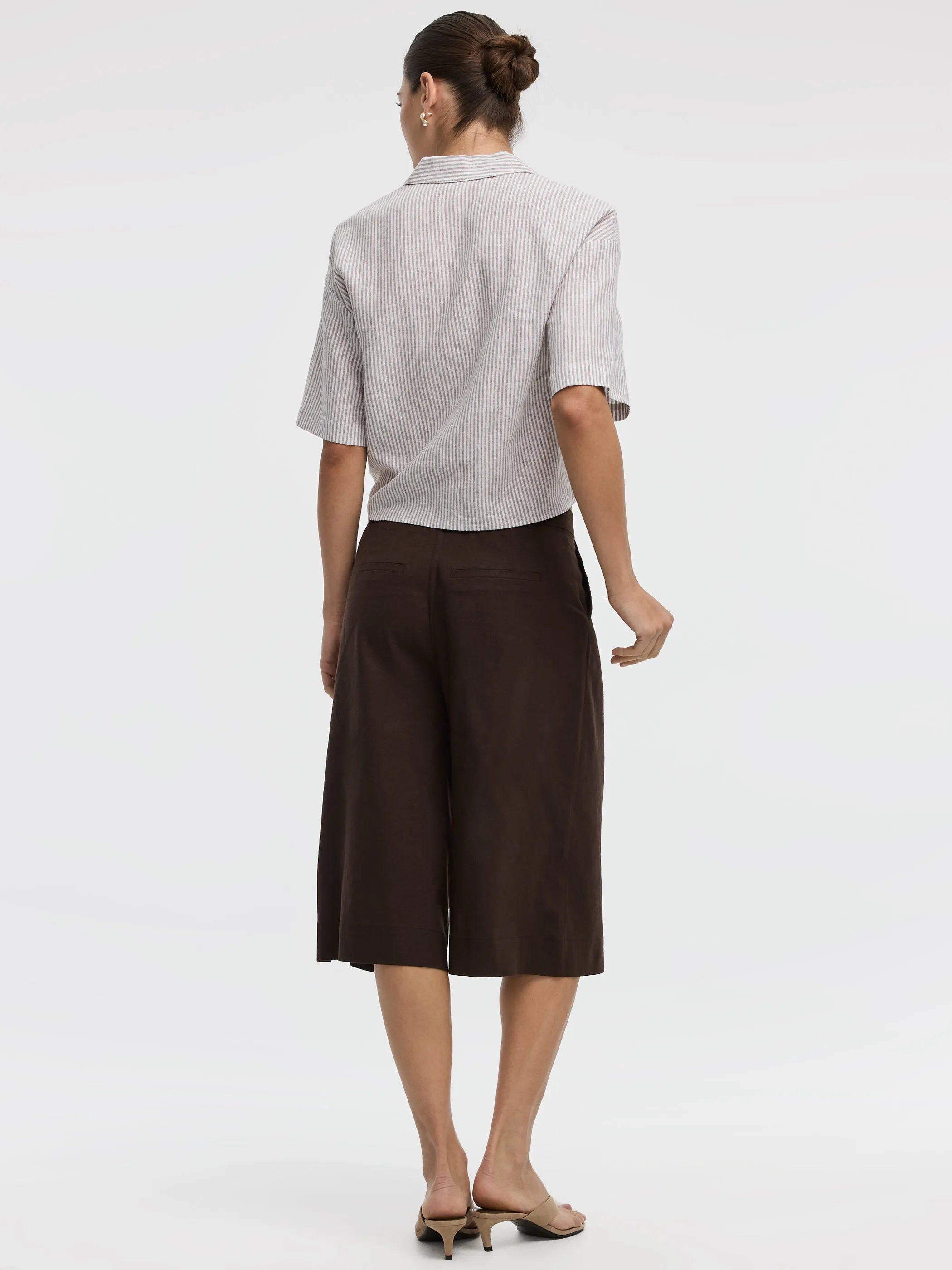 Striped Short-Sleeve V-Neck Blouse with Self-Tie Closure sold by Reitmans product image thumbnail 3