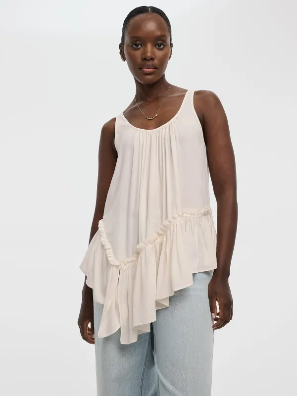 Scoop-Neck Tank with Asymmetrical Ruffled Hem made by Reitmans