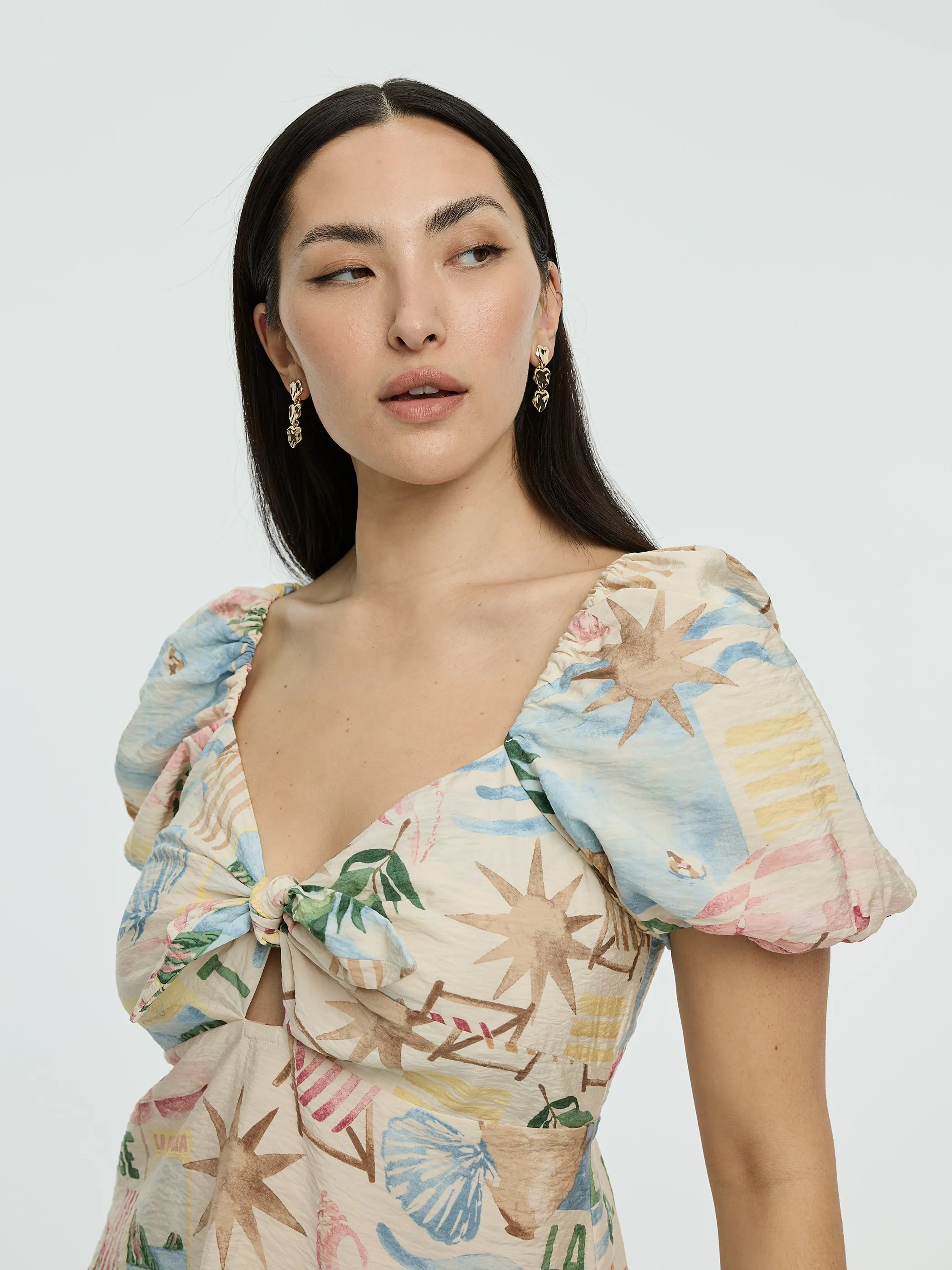 Short-Puffy-Sleeve Mini Dress with Sweetheart Neckline sold by Reitmans product image thumbnail 2