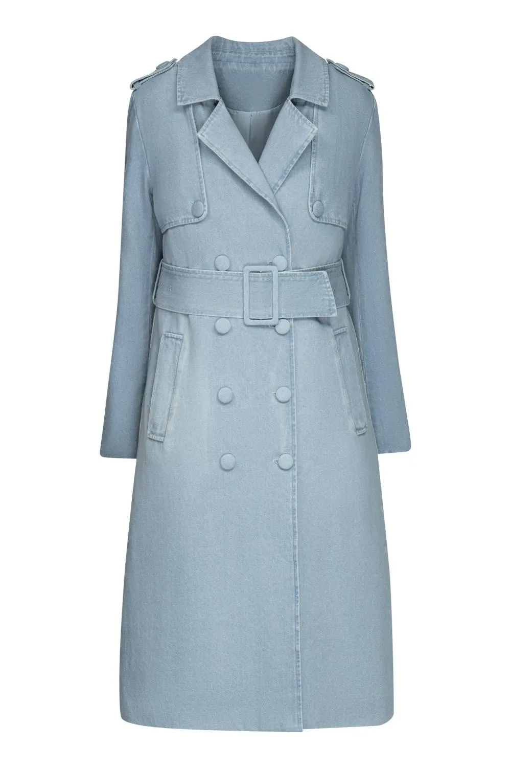 Hilary MacMillan- Light wash Denim Trench With Faux Fur Collar sold by Reitmans product image thumbnail 2