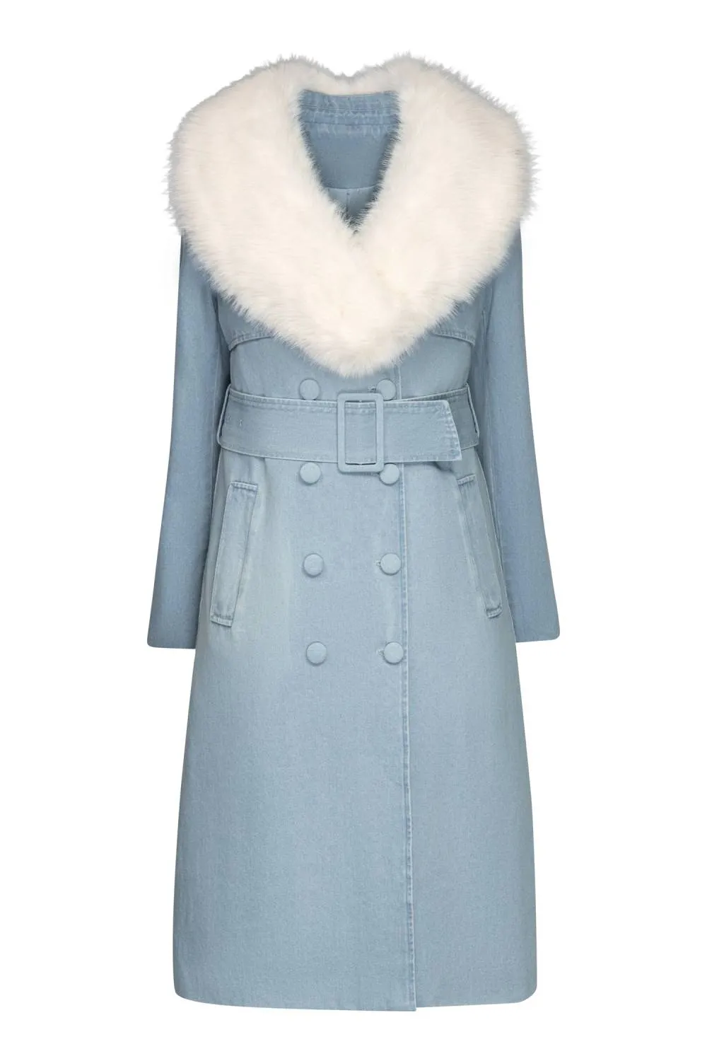 Hilary MacMillan- Light wash Denim Trench With Faux Fur Collar sold by Reitmans product image thumbnail 3