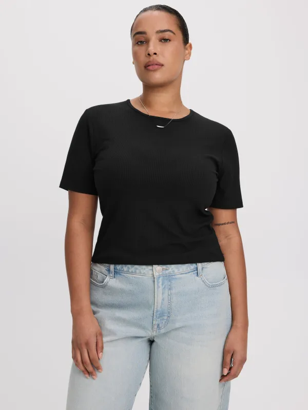 Long-Sleeve Crew-Neck Ribbed T-Shirt - R Essentials made by Reitmans