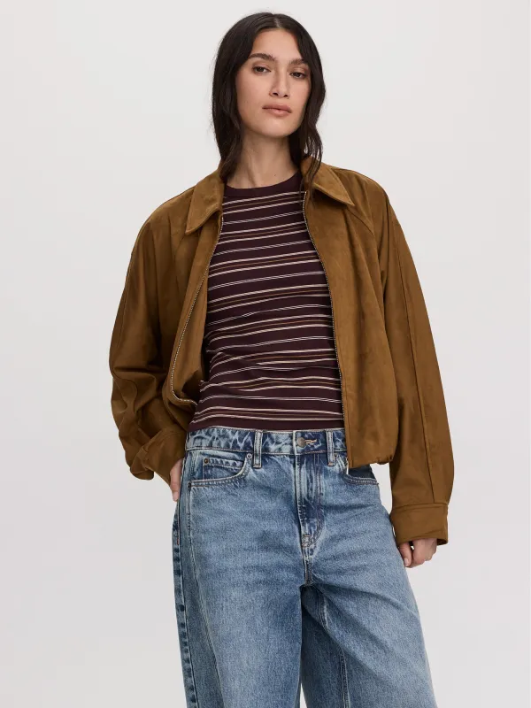 Faux Suede Jacket with Bubble Hem made by Reitmans