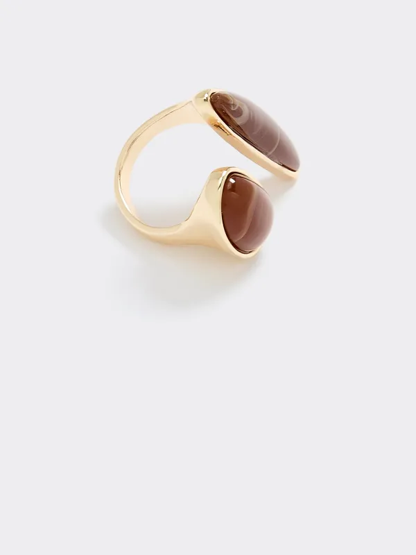 Open Ring with Two Resin Stones made by Reitmans