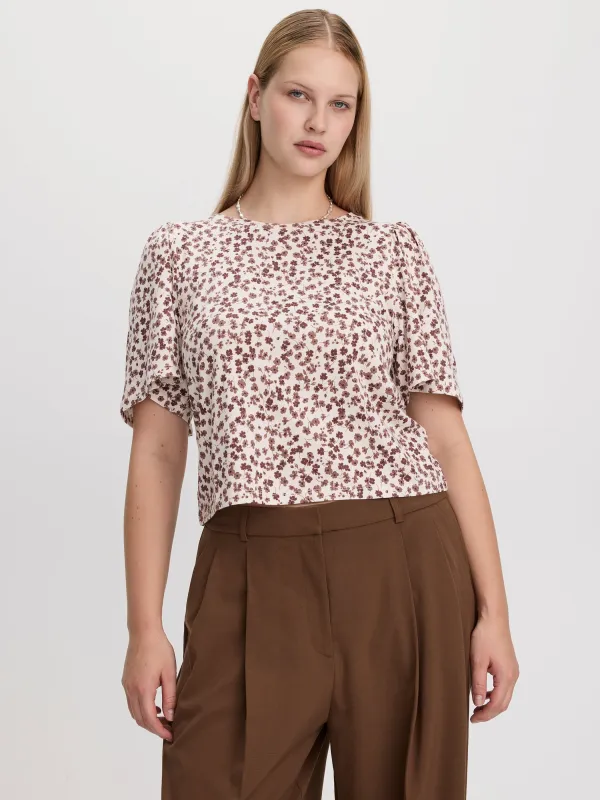 Crew-Neck Top with Short Flutter Sleeves made by Reitmans