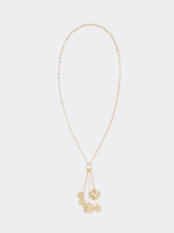 Long Carabiner Necklace with Coin Pendants made by Reitmans