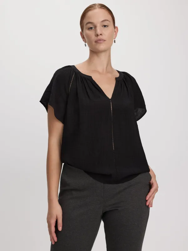 Split-Neck Blouse with Flutter Sleeves made by Reitmans