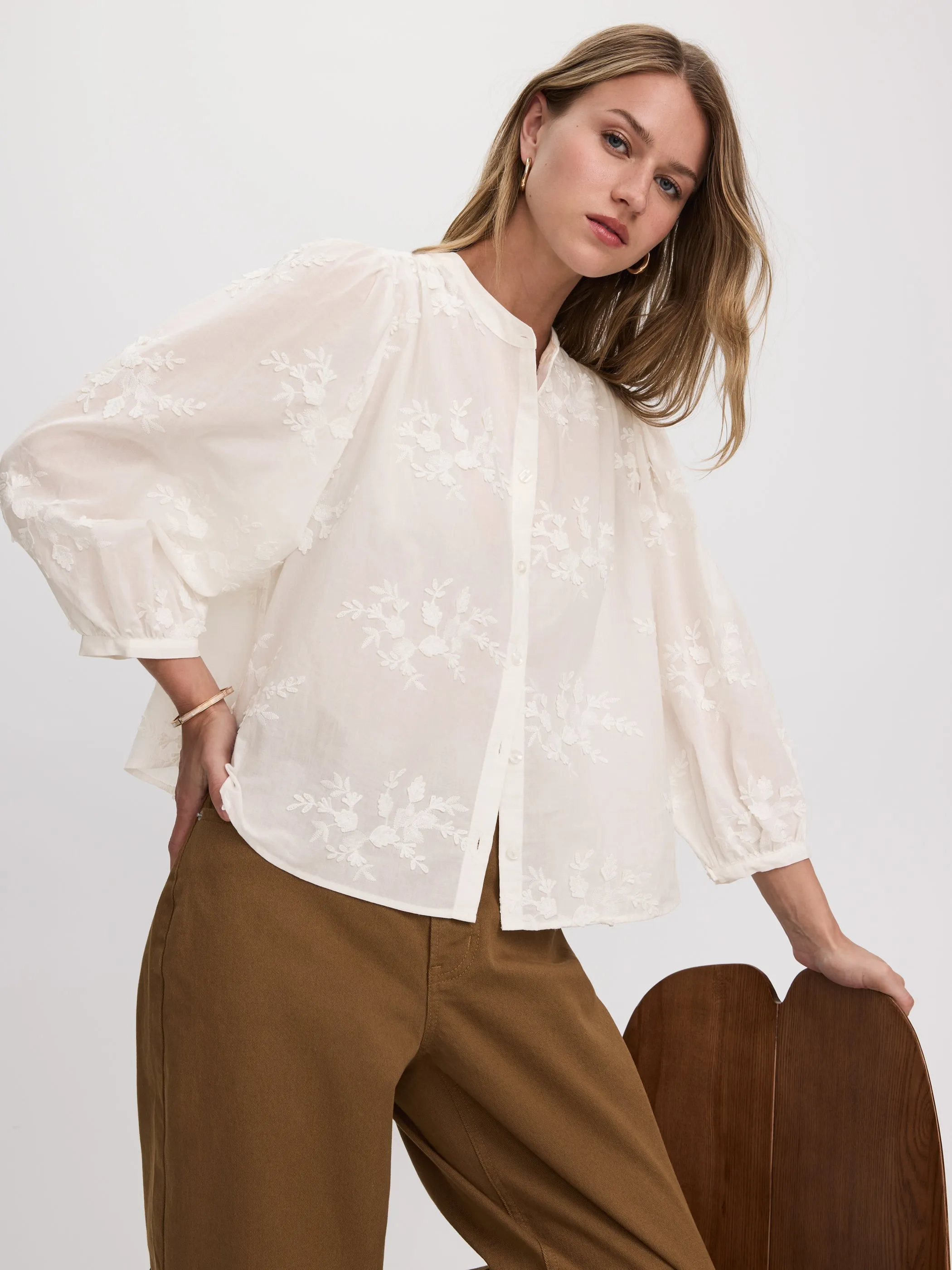 3/4-Sleeve Embroidered Blouse sold by Reitmans product image thumbnail 4