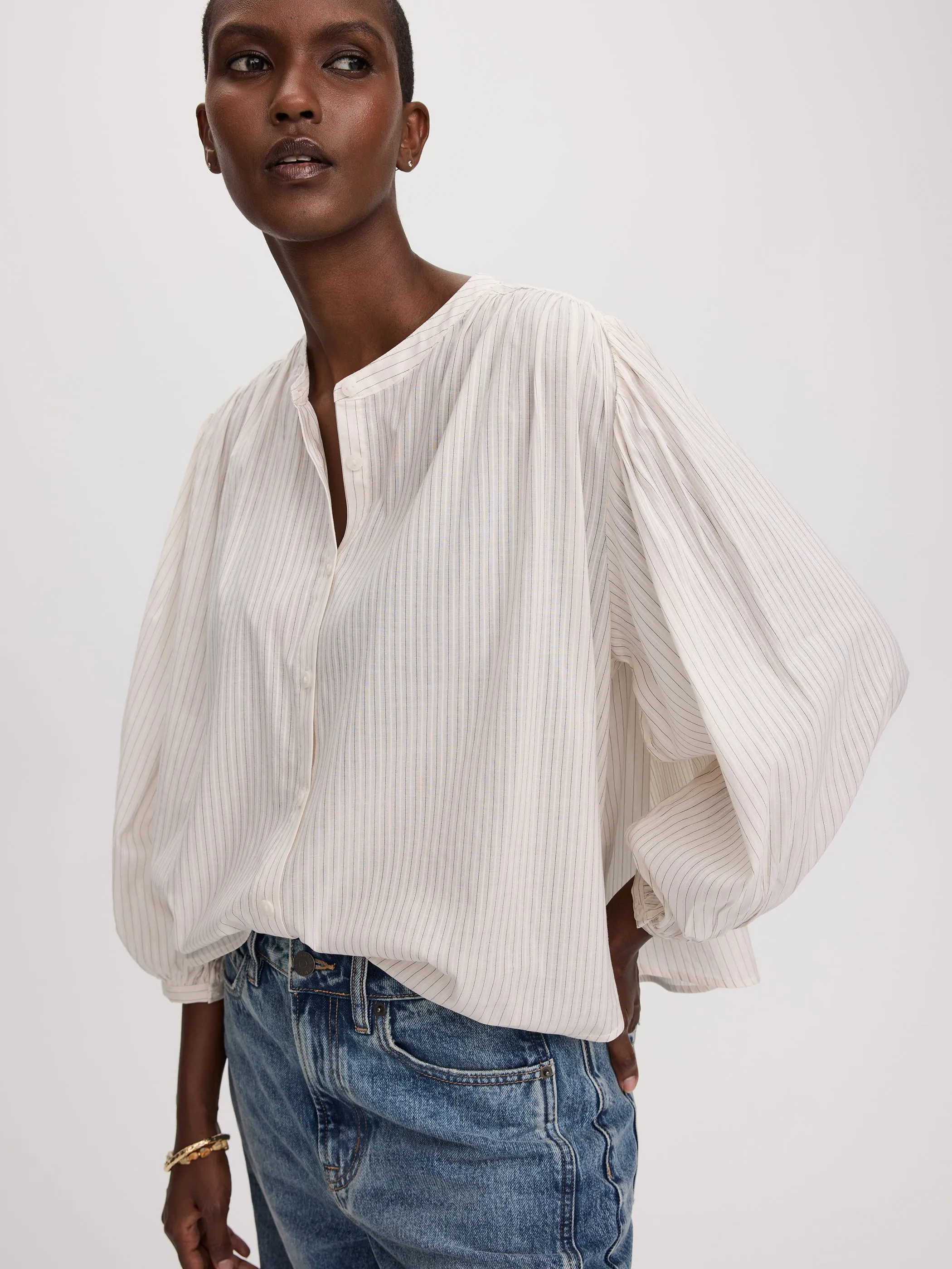 3/4-Sleeve Striped Blouse sold by Reitmans product image thumbnail 2