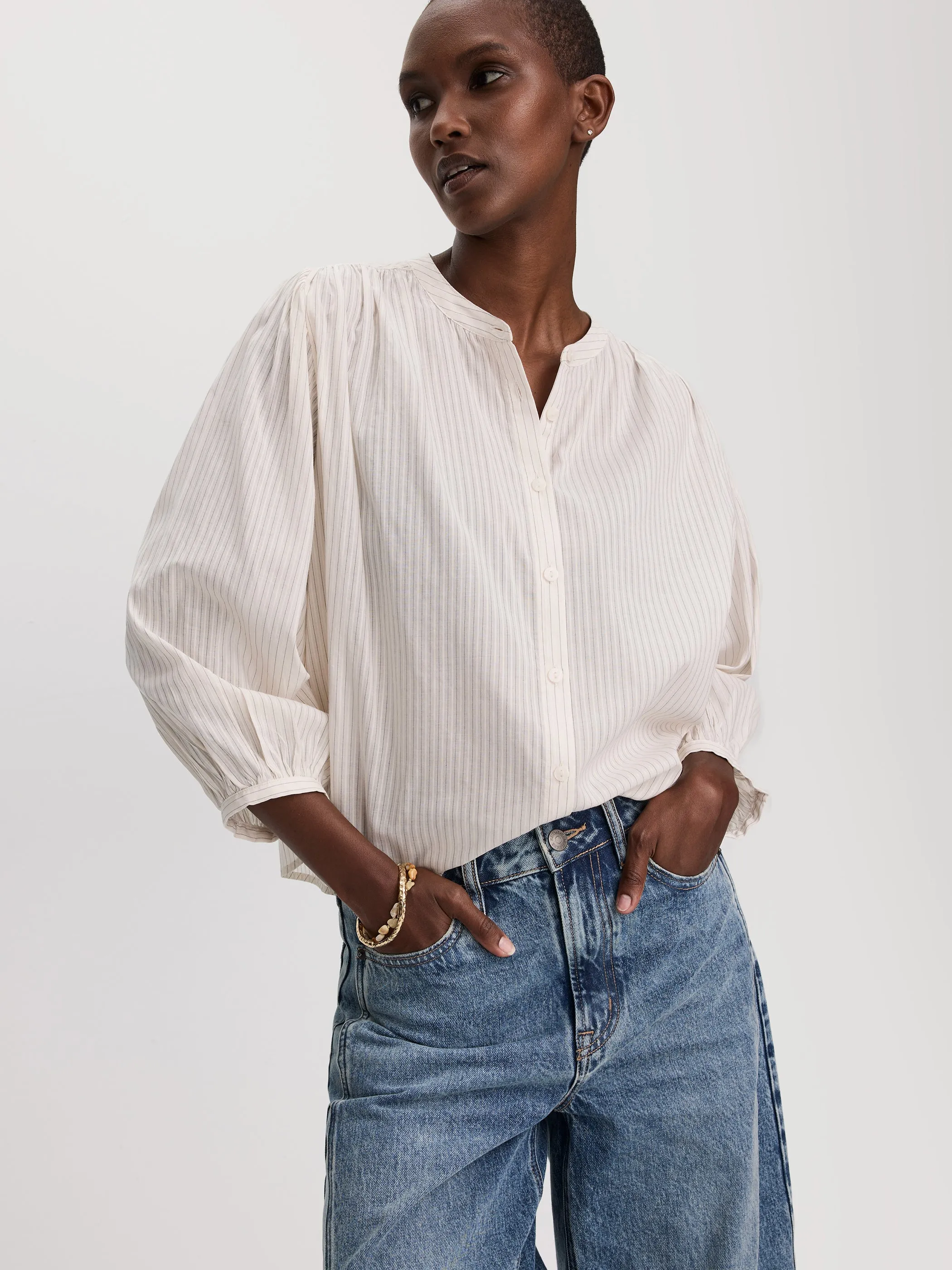 3/4-Sleeve Striped Blouse sold by Reitmans product image thumbnail 4