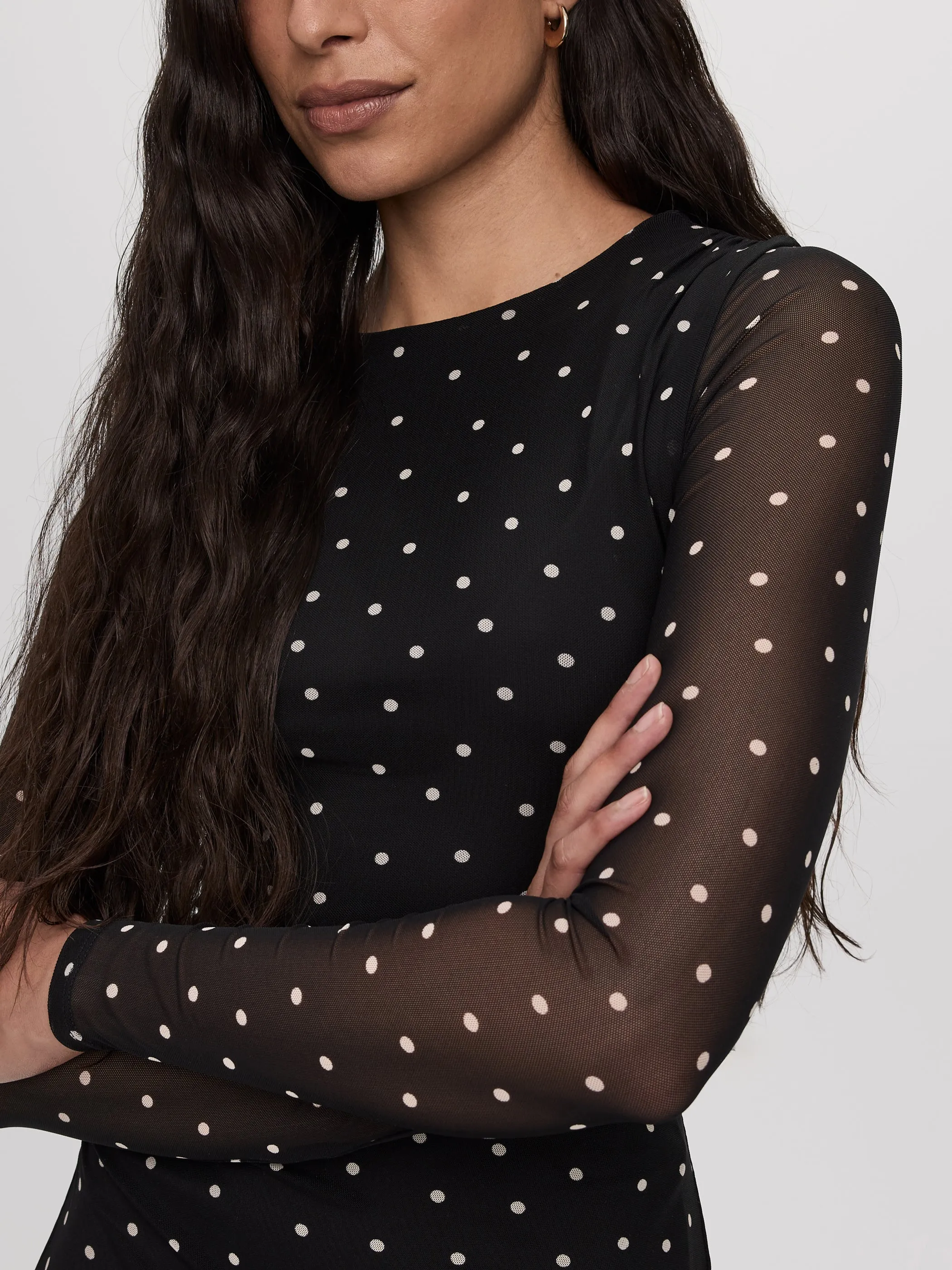 Long-Sleeve Mesh Midi Dress with Side Shirrings sold by Reitmans product image thumbnail 2