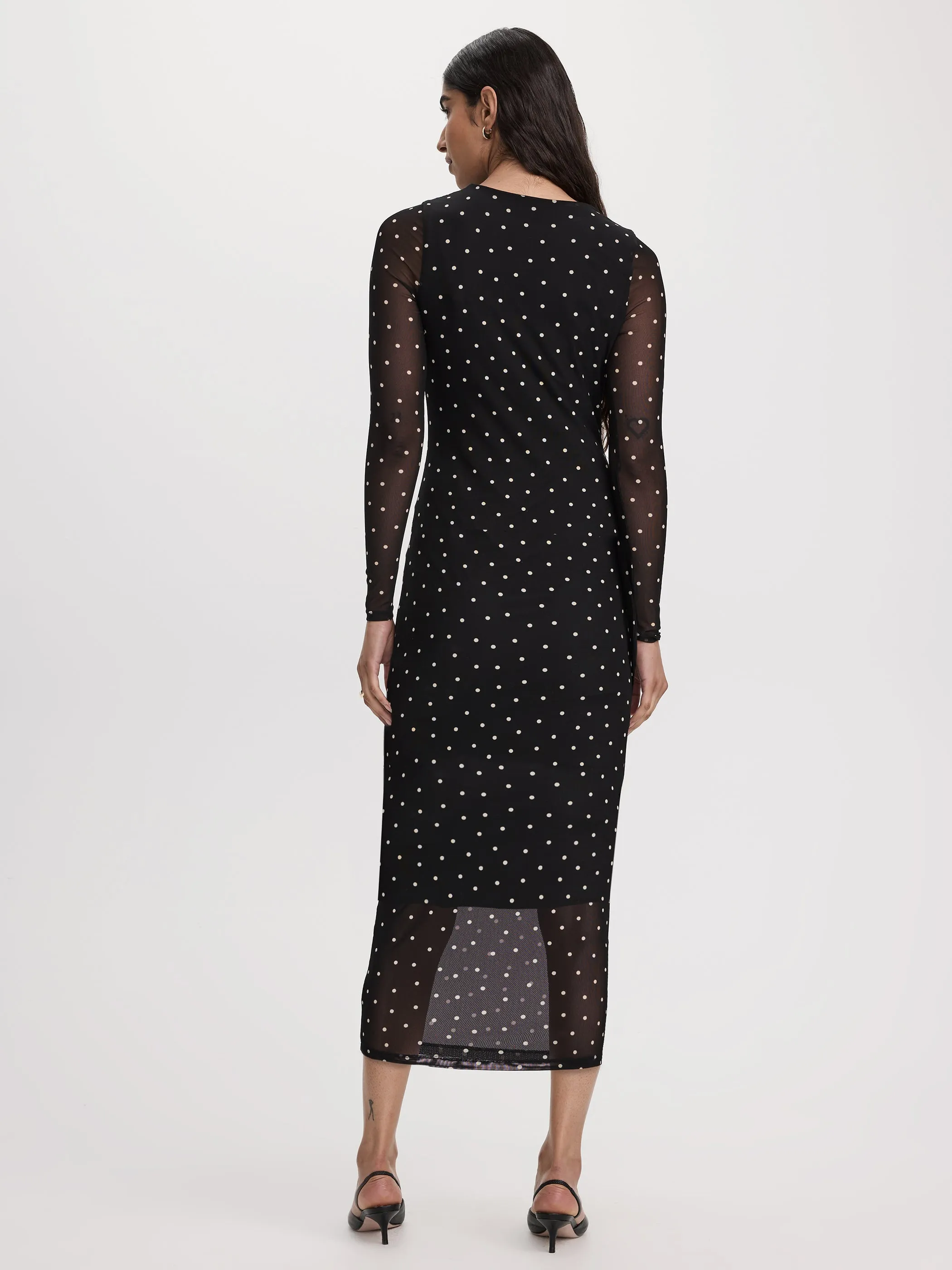 Long-Sleeve Mesh Midi Dress with Side Shirrings sold by Reitmans product image thumbnail 4
