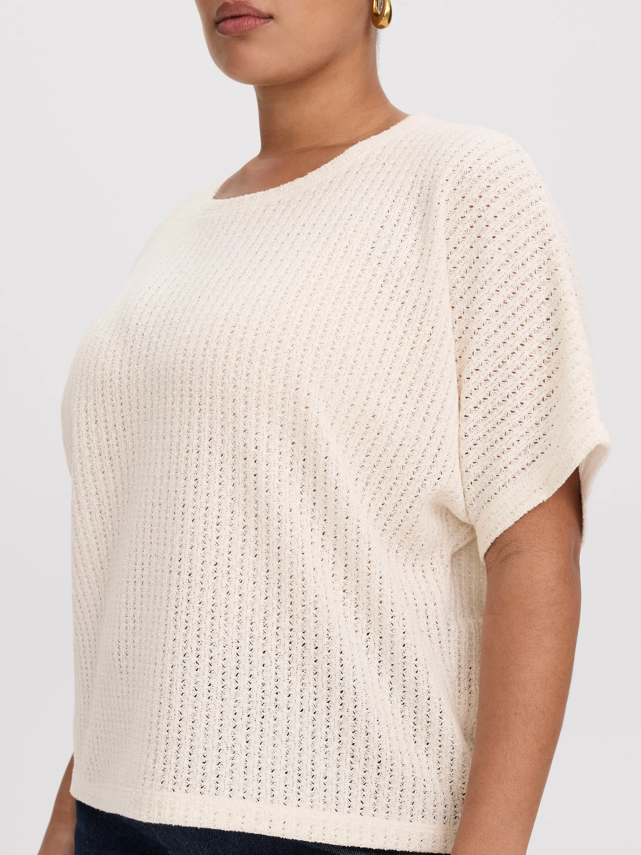 Short-Sleeve Crew-Neck T-Shirt with Pointelle Stitches sold by Reitmans product image thumbnail 2